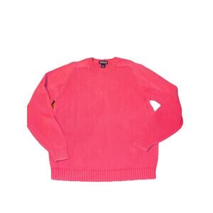 Vintage Lands End Pink Cotton Sweater Women’s Size L Made In Japan Long Sleeve